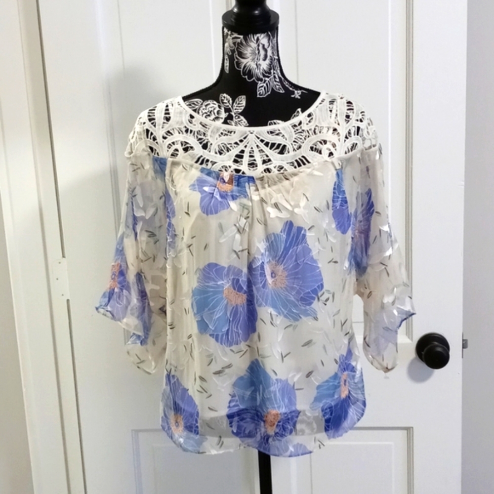 🆕 💙Vanessa Virginia💙 (Anthropologie) - Silk Blend Lace Floral Peasant